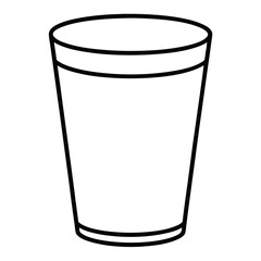 Water Glass Outline for Kitchen-Themed Coloring Book Page Featuring Drinkware and Hydration Elements