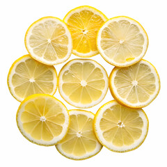Lemon Slices Circle: A vibrant and refreshing image of lemon slices arranged in a circular pattern, showcasing their juicy segments and zesty yellow color.