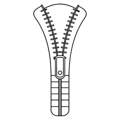 Zipper Outline for Object-Themed Coloring Book Page Featuring Clothing and Fastener Elements