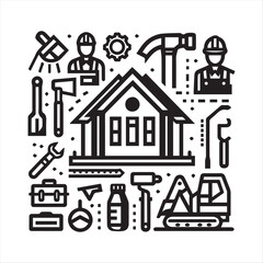 Fototapeta premium construction logo vector in simple line style editable