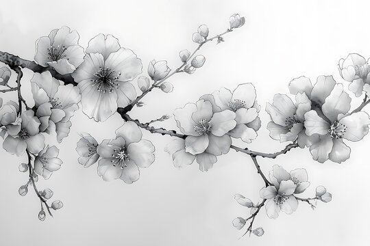 Blooming botanical line art with soft tone desine image