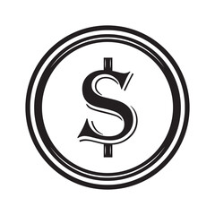 Dollar sign isolated on white background. Us dollar symbol. Usd vector icon in black color.  Finance and business concept. Currency symbol. Vector illustration.
