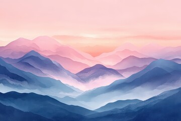 Fototapeta premium Gentle, colorful mountain range at sunrise.