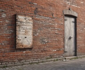 Street poster on weathered brick wall, urban setting, texture, banner