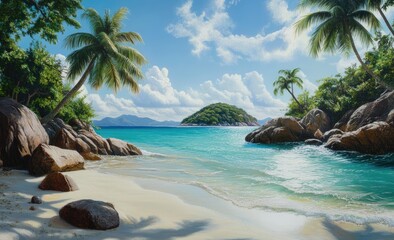 Tropical Paradise Beach Scene