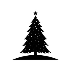 Fototapeta premium Black Christmas Tree Silhouette with Star