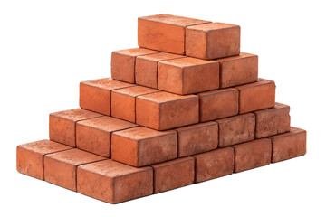 Obraz premium stack of red brick stones isolated on white or transparent png