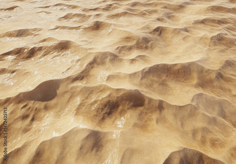 Aufkleber A detailed image of wet sand showing subtle ripples and textures, with variations in beige and brown tones creating a natural, organic feel. : Generative AI