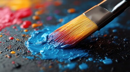 Fototapeta premium Paintbrush strokes on canvas with vibrant colors