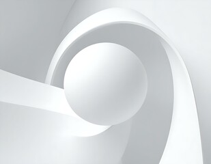 Abstract White Sphere Swirling Architectural Curves Design Background