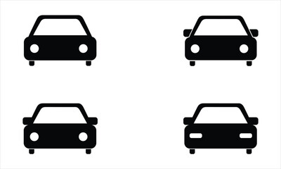 car  front view silhouettes set