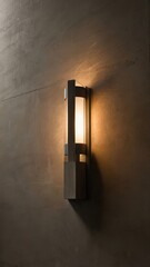 Modern wall sconce illuminating a minimalist interior design in warm tones during the evening hours
