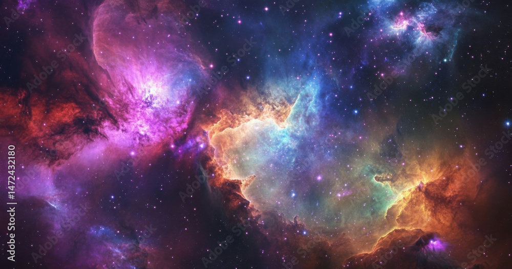 Aufkleber a vibrant nebula showcases swirling clouds of cosmic dust and gas, illuminated by the radiant glow o