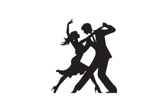 simple and unobtrusive dancing couple vector silhouette illustration isolated in white background