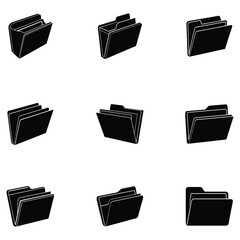folders silhouette vector set on white background