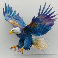 Image of Angry eagle watercolor concept. Majestic eagle in flight, showcasing vibrant feathers and powerful wings. printed on Printed Glass Splashbacks