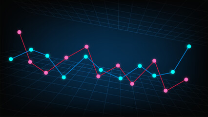 Abstract line graph with data points. Modern concept for analytics, statistics, data visualization, business performance or financial report