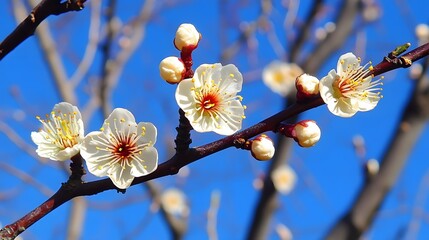Stunning White Plum Blossoms Spring Flowers Branch