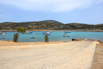Obraz premium The beach of Kalotaritissa in Amorgos located on the southern side of the island. Cycades, Greece