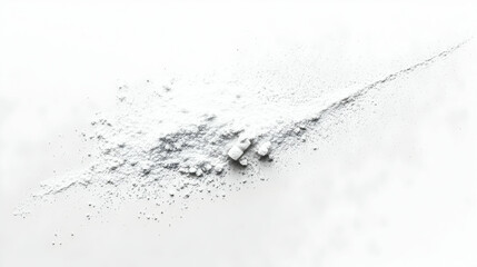 Obraz premium White powder scattered on a white surface creating a textured abstract composition.