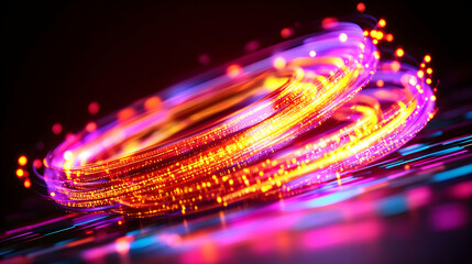 Abstract swirling rings of vibrant light