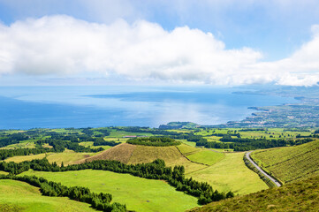 Volcano Lagoa de Pau Pique, Island Sao Miguel, Azores, Portugal, Europe.