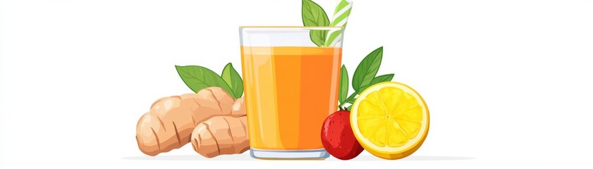 Fototapeta premium Ginger Lemon Detox Juice, Healthy, Drink