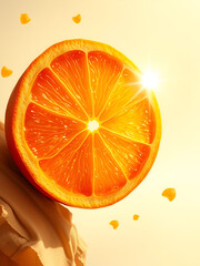 Orange slice as the sun concept