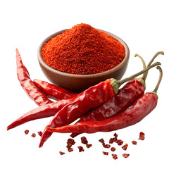 Red chili peppers on a transparent background
