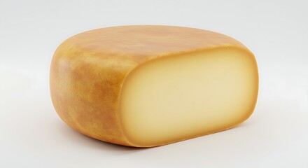A block of cheddar cheese on a clean white background