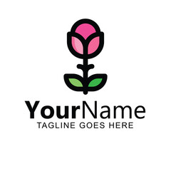 Elegant Pink Flower Logo Design. Minimalist Botanical Branding