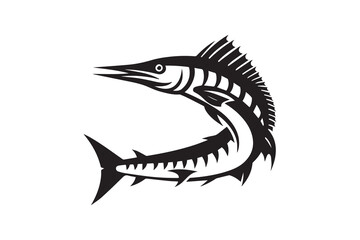 simple and unobtrusive barracuda fish vector silhouette illustration isolated in white background