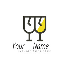 Two Glasses Logo Design. Cheers to Your Brand