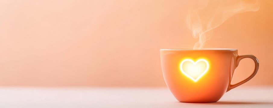Steaming Cup with Heart, Warmth , Beverage