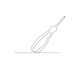 Fototapeta premium One continuous line drawing of screwdriver. single line illustration of screwdriver tool equipment. editable outline