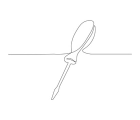 One continuous line drawing of screwdriver. single line illustration of screwdriver tool equipment. editable outline