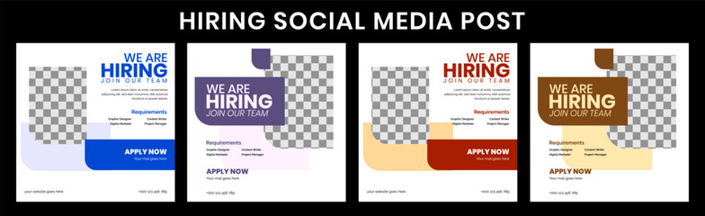 We are hiring job position square banner or social media post. Vacancy banner design find a job We are hiring job vacancy Social Media Post Or Instagram Promotional Social Media Square Banner