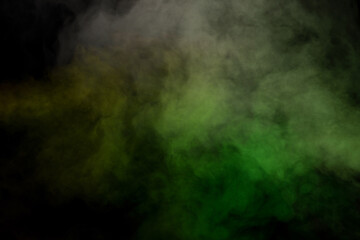Red and green steam on a black background.
