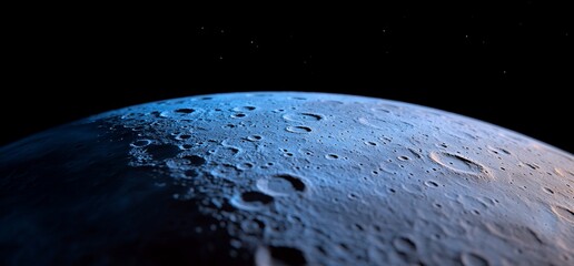 Lunar Surface Illustration Depicting Craters and a Starry Sky in Celestial Darkness