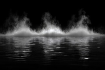 Misty water reflection effect on black background