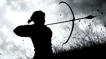 silhouette of javelin thrower