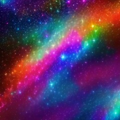 Obraz premium Cosmic Rainbow A Vibrant Nebula of Stars and Colors