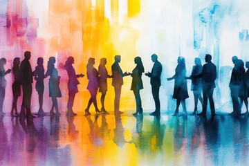 Business people networking in a city setting