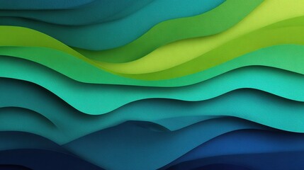 Fototapeta premium Abstract Overlapping Waves in Green and Blue Tones