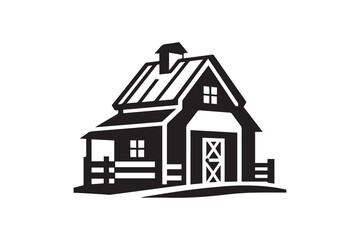 Fototapeta premium simple and unobtrusive farm house vector silhouette illustration isolated in white background