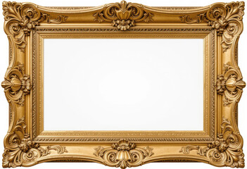 Ornate Baroque Gold Frame with Blank White Center Isolated