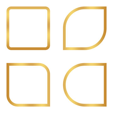 square shape gold line design element transparent, basic shape square frame gold design template png file	