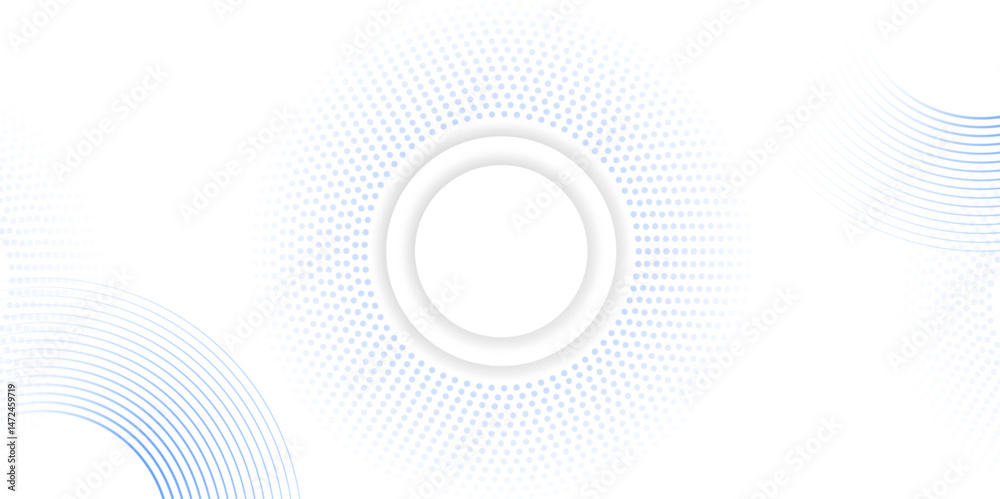 Wall mural blue and white abstract background with halftone circle dotted. modern abstract background circle po