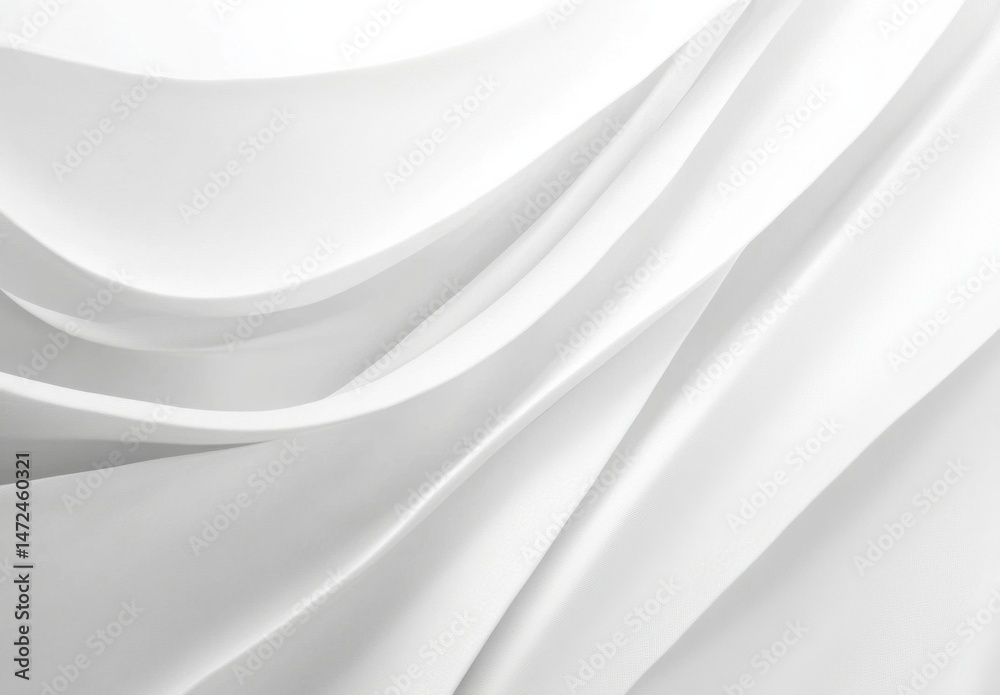 Poster Abstract image of flowing white fabric, showcasing elegant curves and soft folds, ideal for minimalist design projects or as a luxurious background texture. : Generative AI