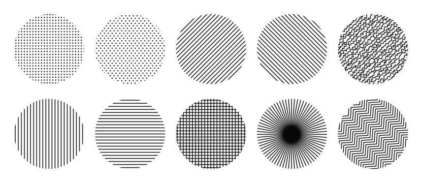 Geometric texture pattern shape set isolated on white background